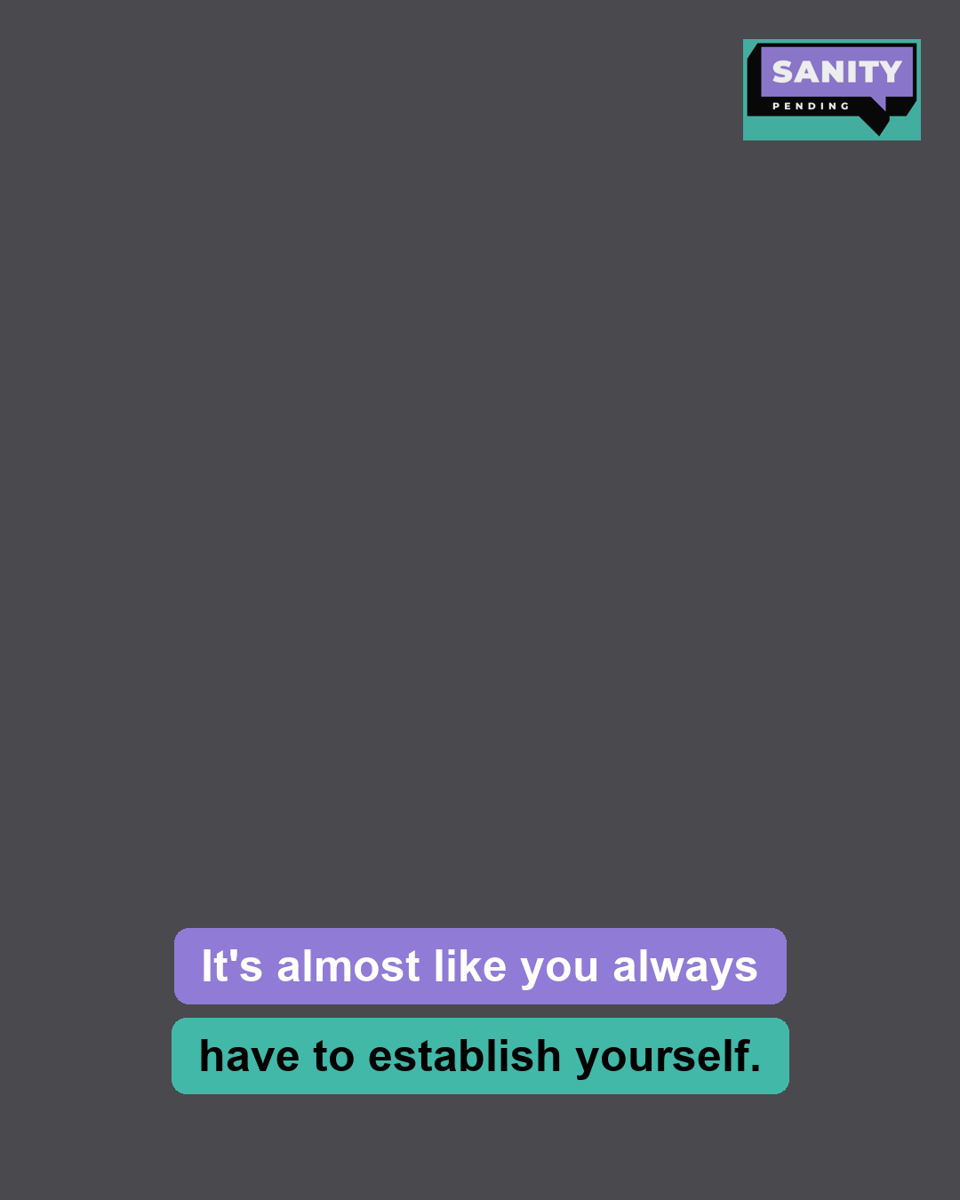 On-brand caption example: purple and teal bars